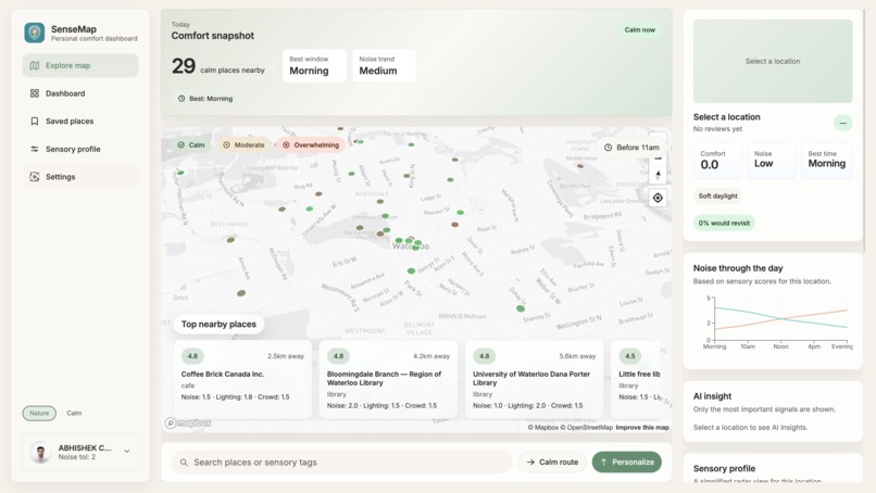 SenseMap — Sensory accessibility mapping app (Hack Canada 2026) by Rohan Nayyer